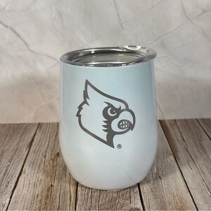 U Of L Louisville Cardinals Metal Cup Lid 15 Oz Shimmer White Official Logo